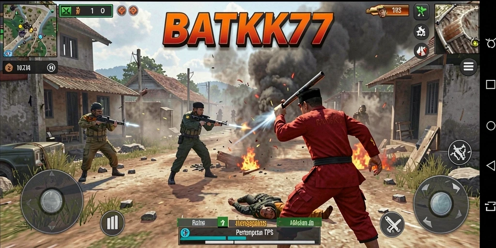 Tampilan menegangkan dari gameplay BATIK77 dalam aksi TPS.