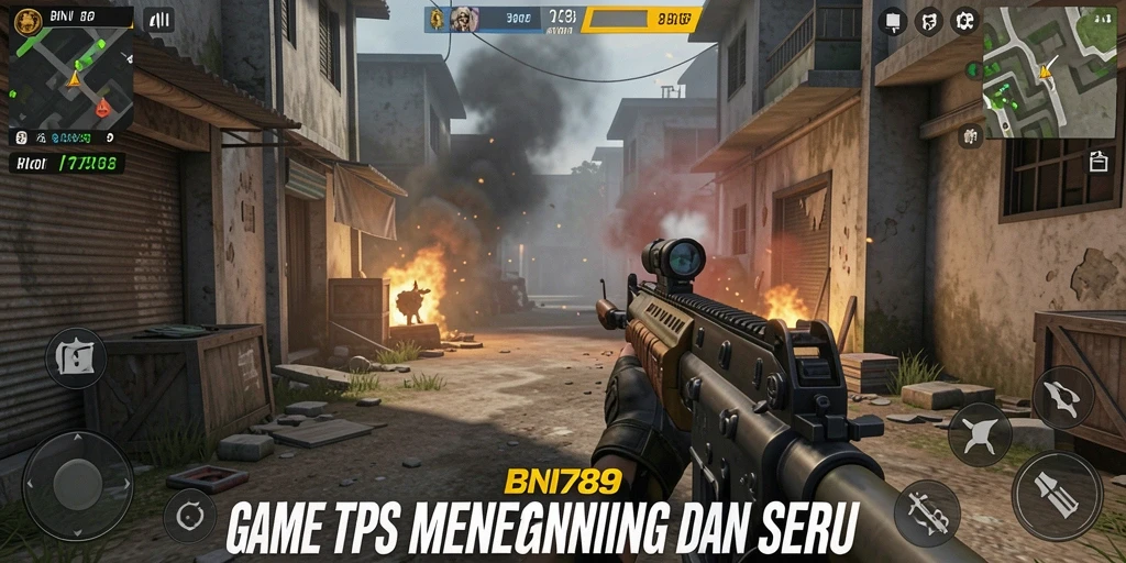 Screenshot gameplay BNI789 yang menunjukkan aksi tembak-menembak yang seru.