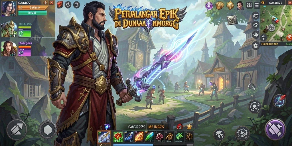 Screenshot GACOR77 menampilkan pertarungan seru dalam dunia MMORPG.
