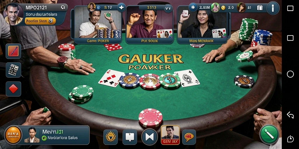 Screenshot MPO2121 menampilkan aksi seru permainan Poker yang mendebarkan.
