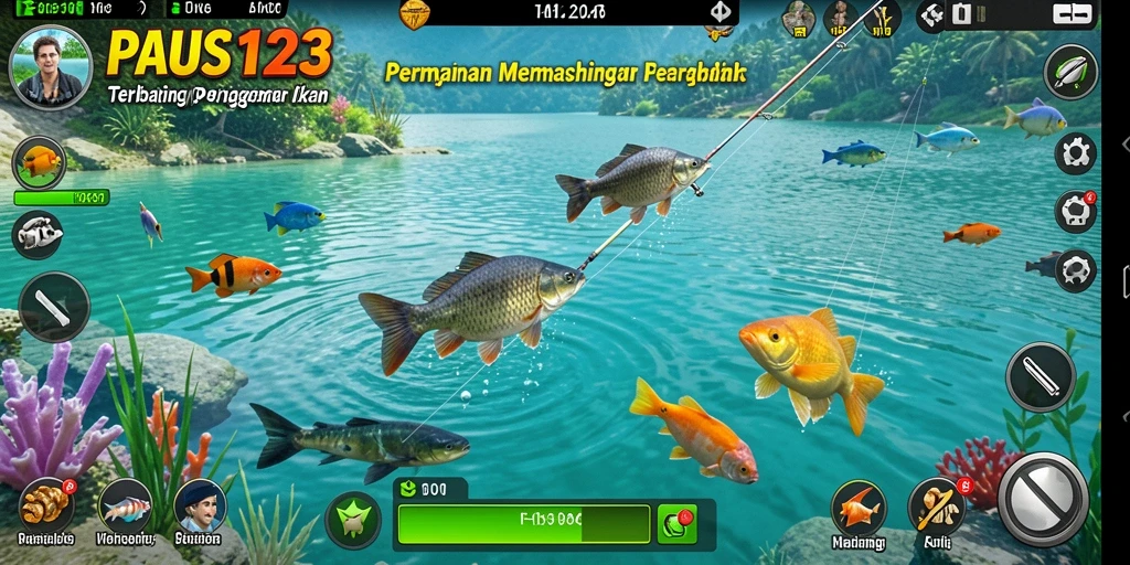 Tampilan gameplay PAUS123 yang menampilkan aksi memancing seru.