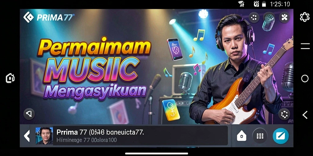 Tampilan gameplay PRIMA77 menampilkan momen seru bermain musik.