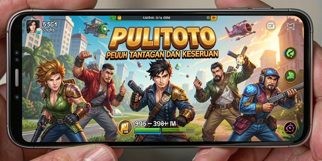 Screenshot gameplay PULITOTO menampilkan aksi seru dan karakter yang berwarna.