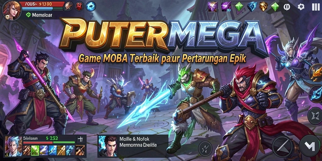 Tampilan seru dari karakter-karakter dalam pertarungan MOBA.