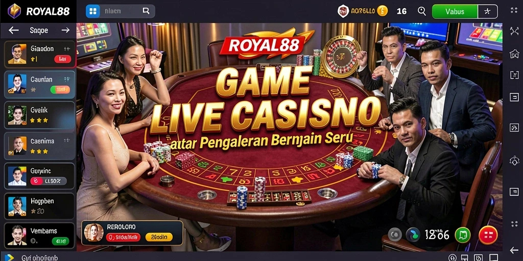 Tampilan gameplay ROYAL88 dengan dealer langsung yang profesional.