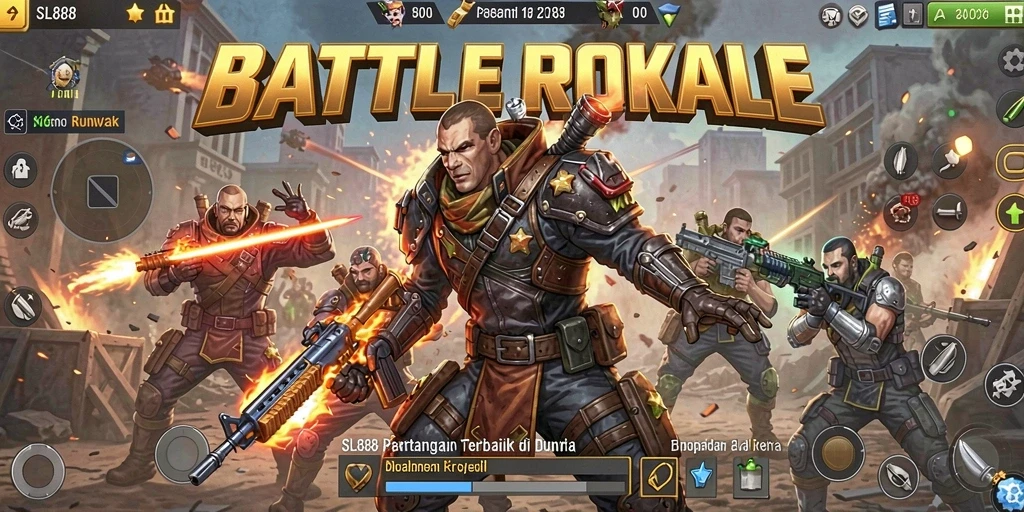 Screenshot SL888 menampilkan aksi seru dalam pertempuran Battle Royale.