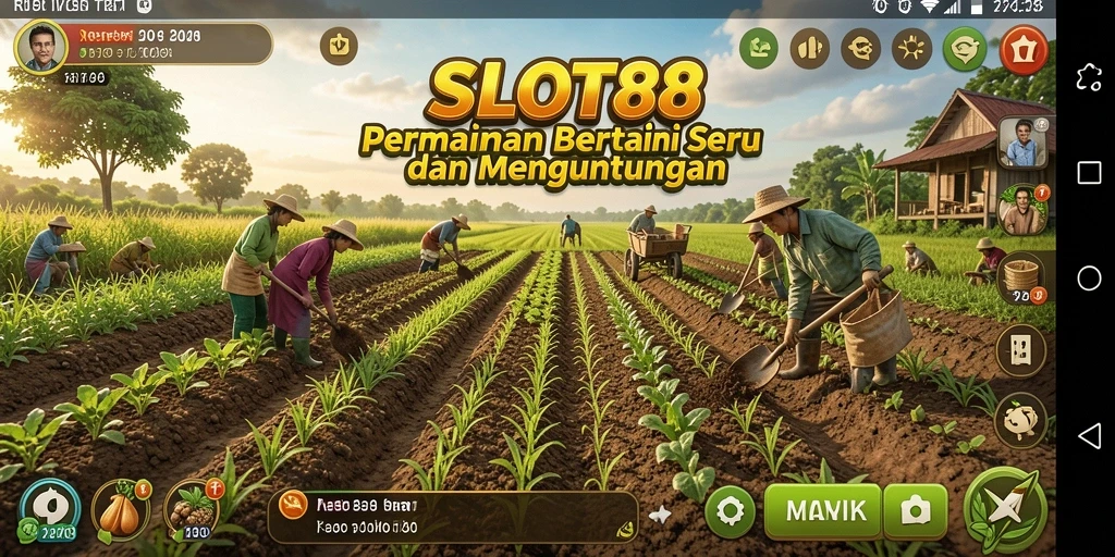 Tampilan gameplay menarik dari SLOT88 saat merawat lahan pertanian.