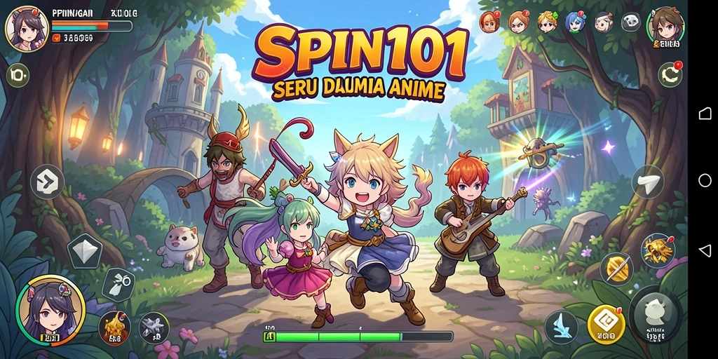 Screenshot utama SPIN101 menampilkan aksi pertarungan karakter anime yang mendebarkan.