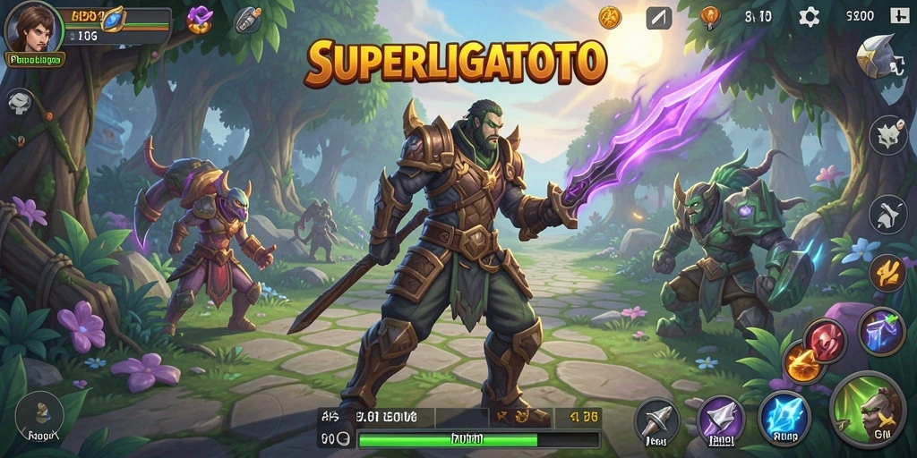 Screenshot menarik dari gameplay RPG SUPERLIGATOTO dengan ekspresi karakter.