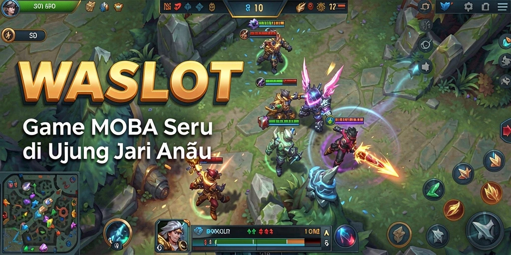 Screenshot gameplay WASLOT yang penuh aksi MOBA.