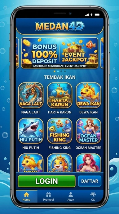 Tampilan utama aplikasi medan4d yang menarik.